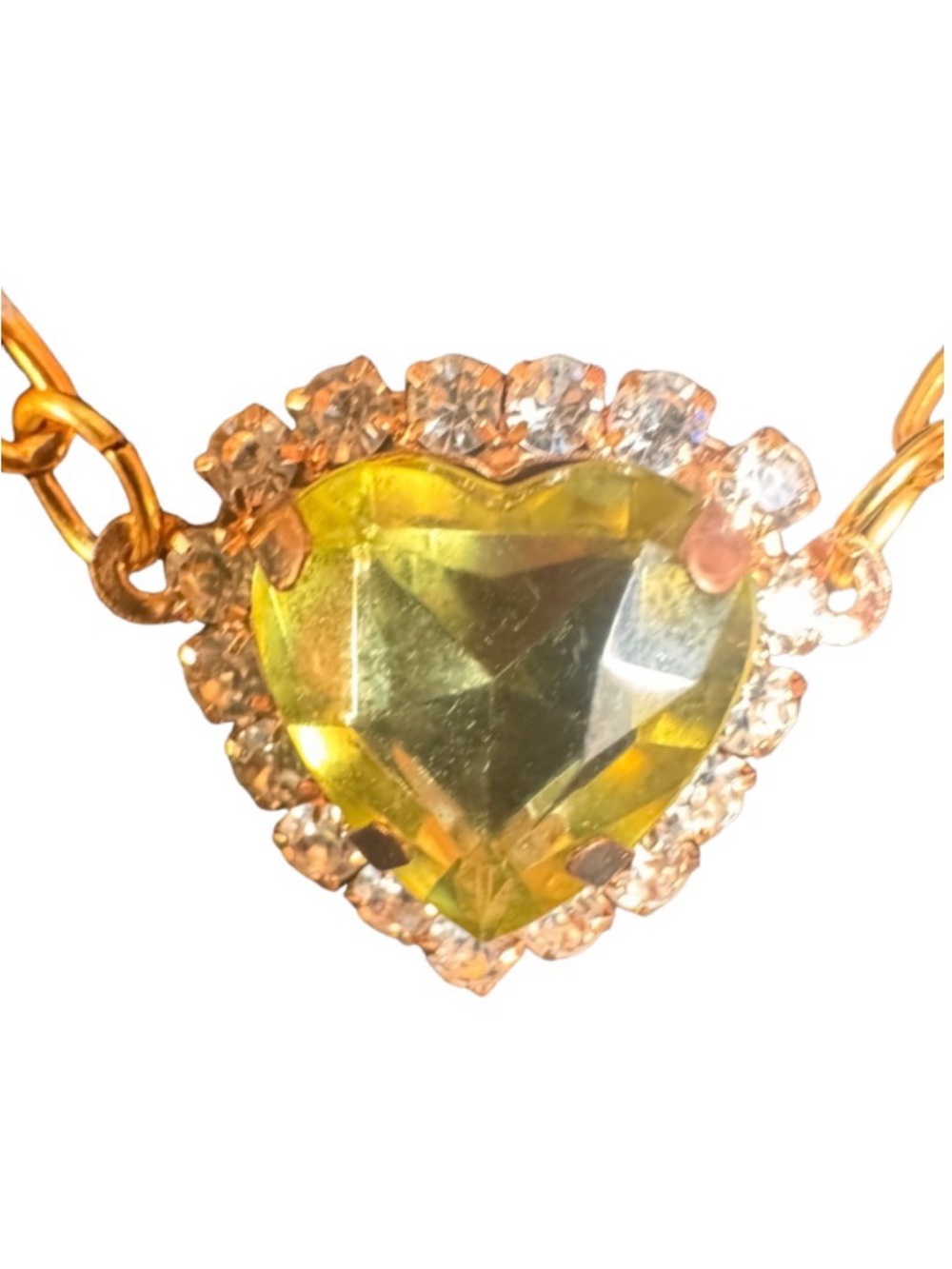 Handmade Yellow Heart with Rhinestones